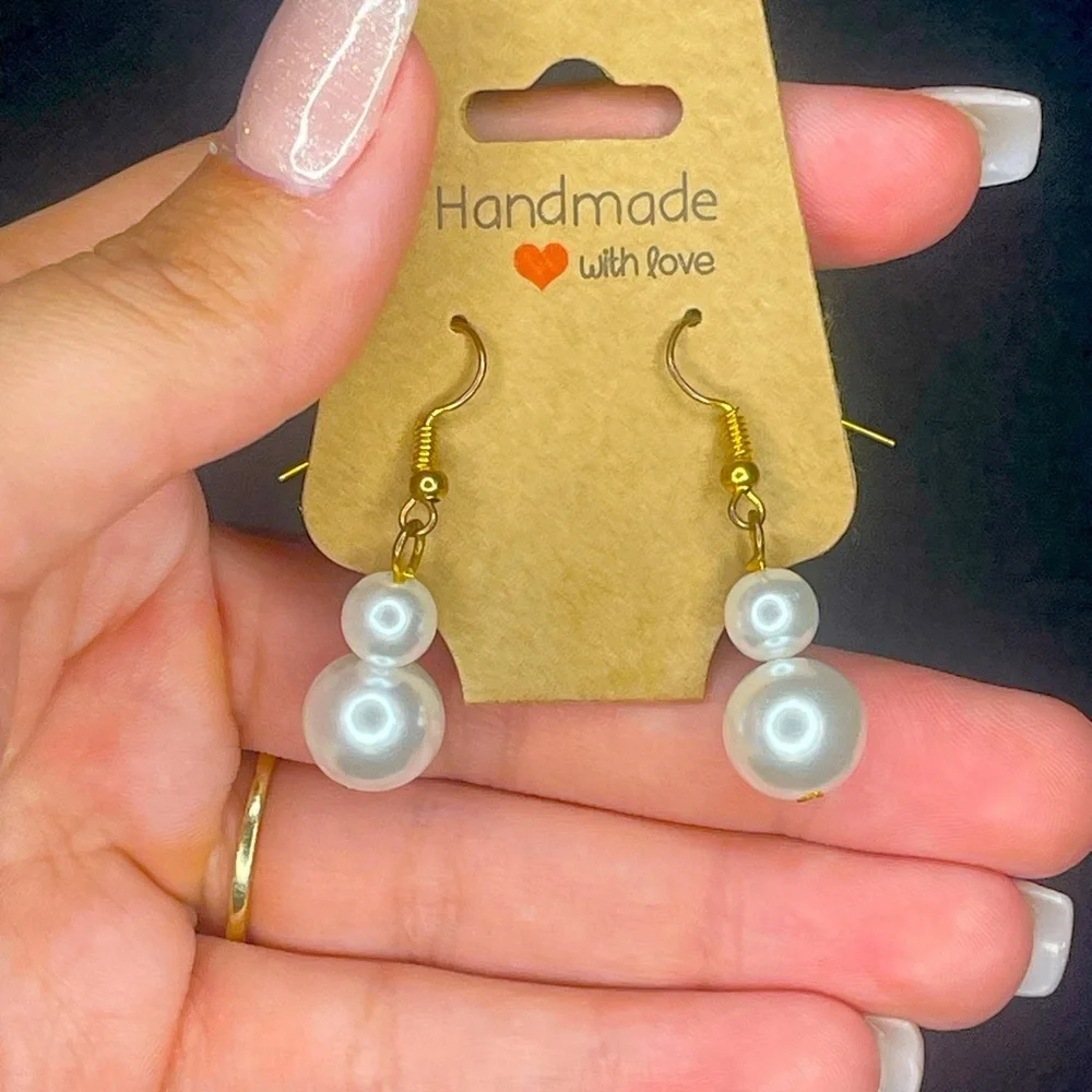 Handmade White Stud Earrings